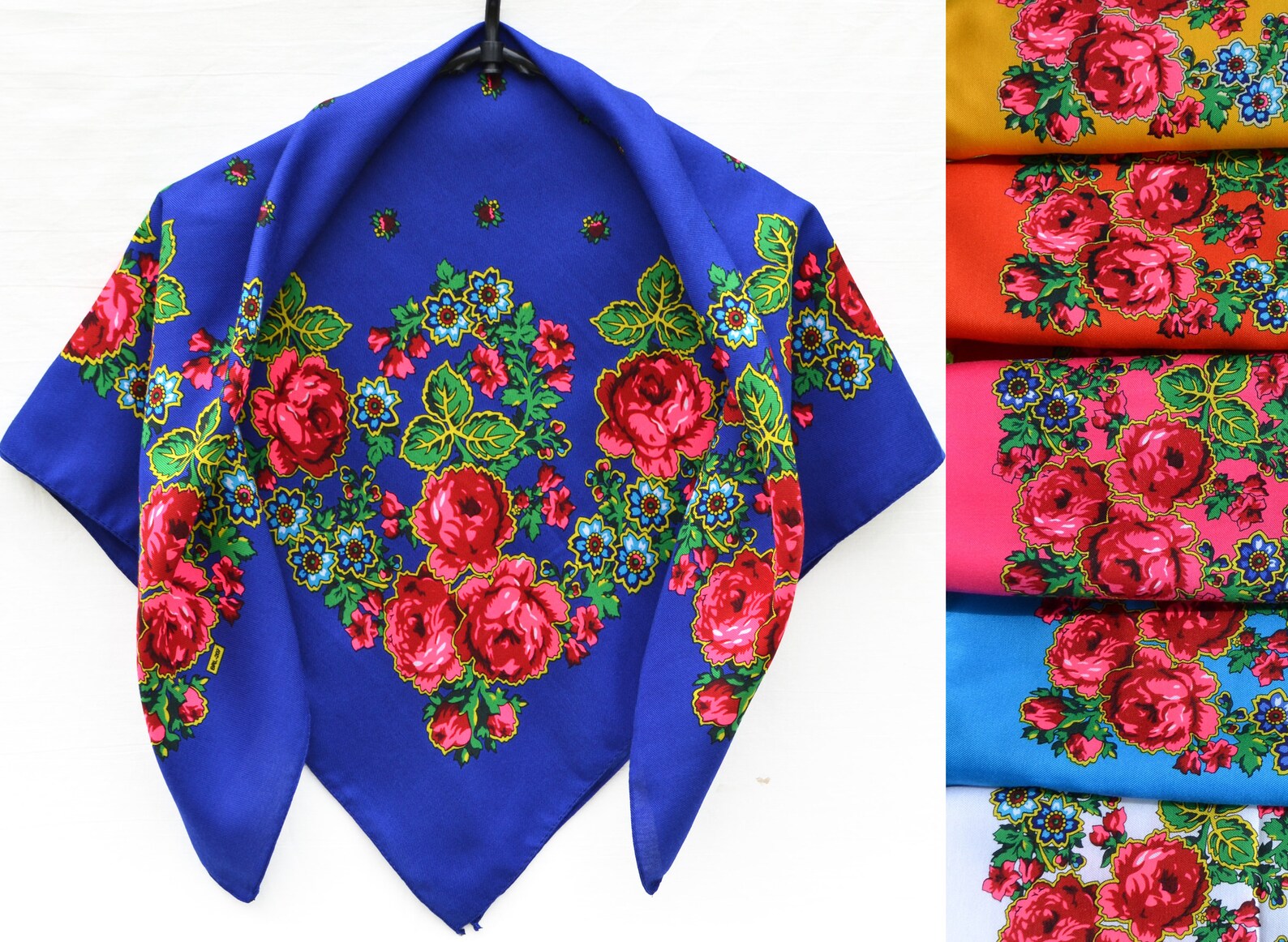 Polish Head Scarf Babushkas Scarf Ukrainian Folk Scarf Etsy