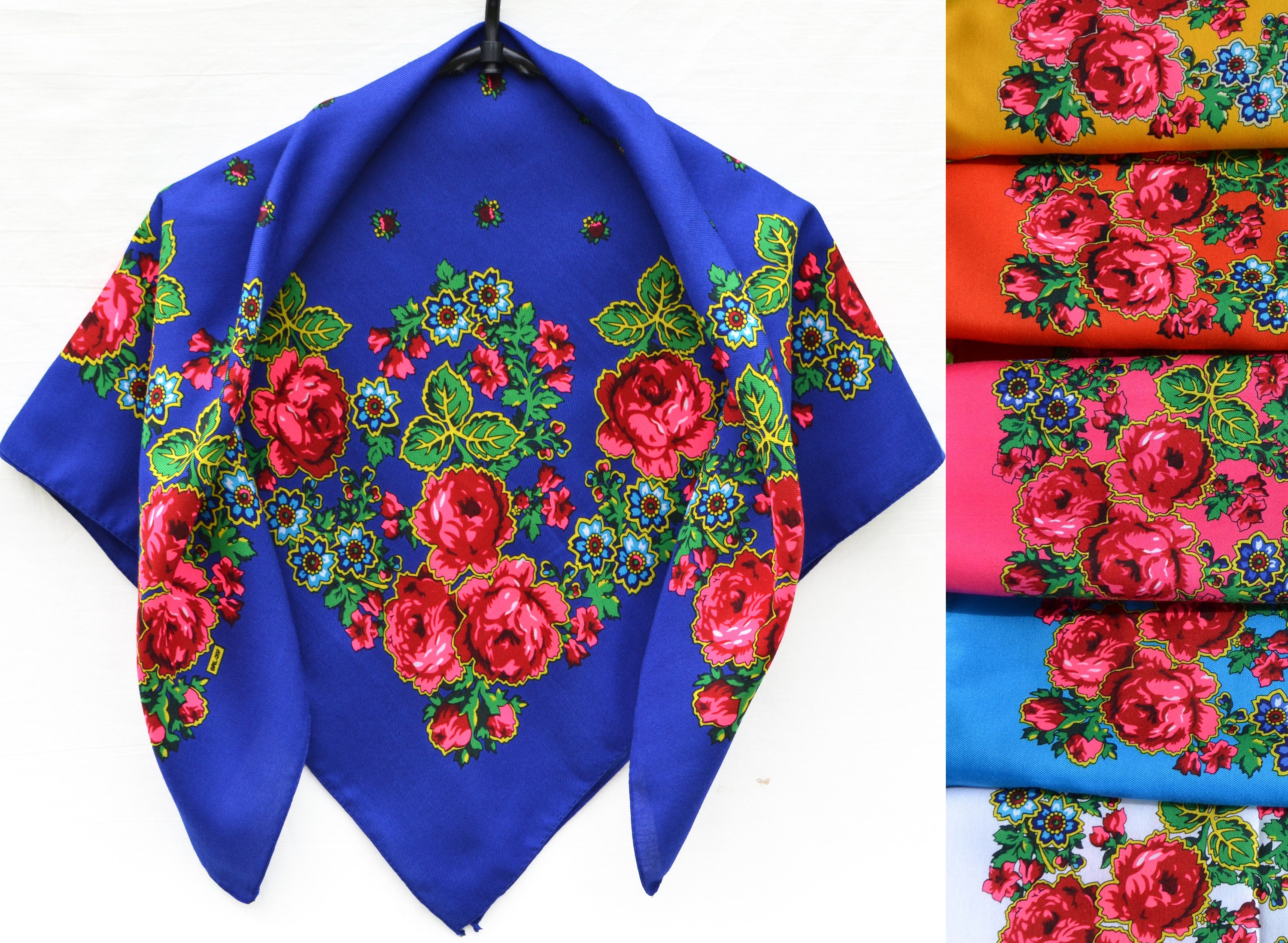 Polish Head Scarf Babushkas Scarf Ukrainian Folk Scarf Etsy