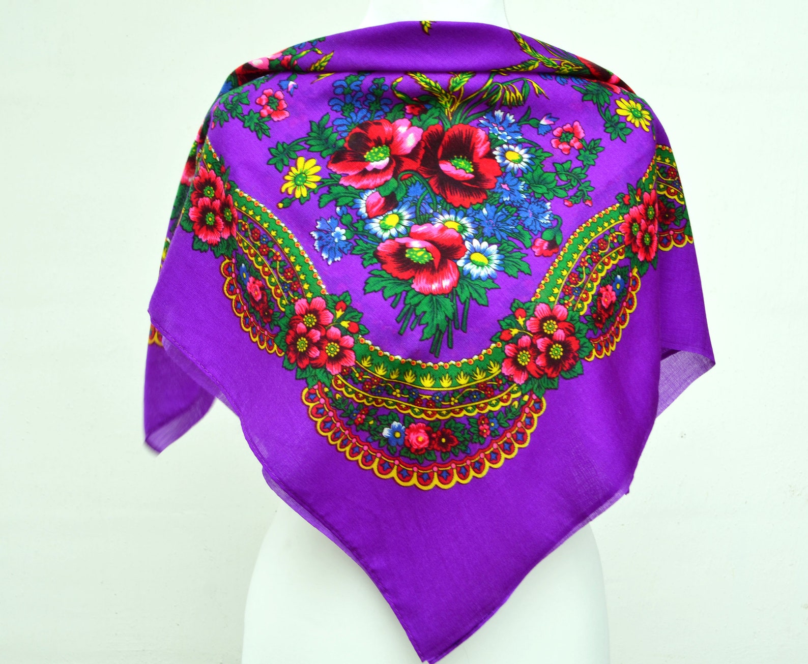 Ukraine Shaw Floral Scarves Ukrainian Head Scarf Etsy