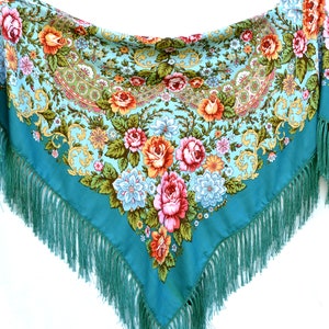 Soft piano shawl Ukranian scarf fringe Romanian square scarf