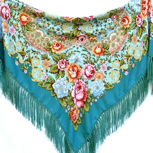 Soft piano shawl Ukranian scarf fringe Romanian square scarf