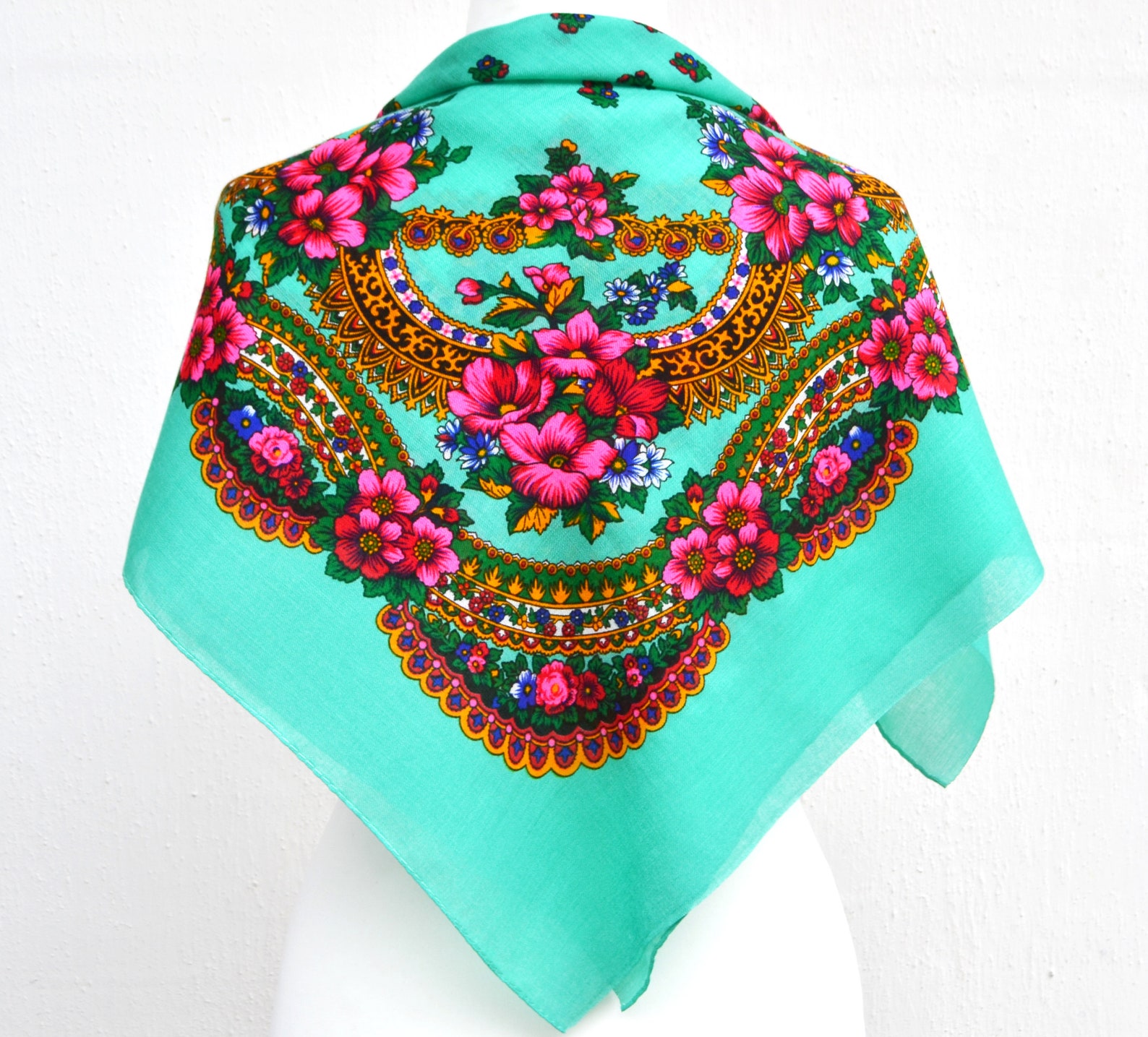 Russian Floral Scarves Babushka Head Scarf Ukranian Scarf Etsy