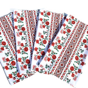 Set floral linen towel Ukrainian Rushnyk Embroidery print