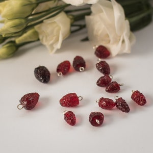 Wild strawberries Miniature food Clay charm Realistic fake food Fake berries Faux food