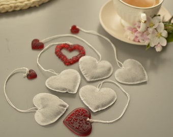 Sachets de thé en forme de coeur 5 pièces Sachets de thé Cadeau pour la Saint-Valentin Sachets de thé en forme de coeur Coeur en résine Cadeau exclusif Cadeau pour amoureux