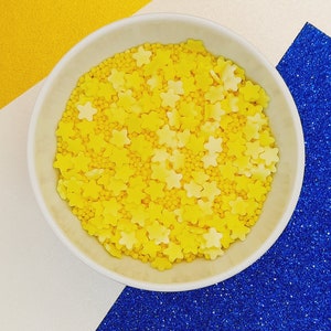 Yellow Edible Sprinkles Mix Sunflower, Pearls, Stars & Confetti for Cakes, Cupcakes, Baby Showers, Birthdays Bright Yellow Sugar Crystals