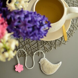 Bird Tea Bags Set of 5 – Cute Bird Shaped Tea Sachets – Unique Handmade Tea Bags Gift – Novelty Tea Lover Present