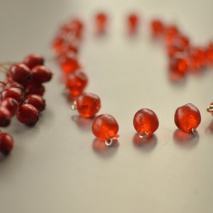 Rowan Berry Pendant Handmade Fruit Jewelry Gift for Her, Life Size Rowan Charm, Red Berry Necklace, Nature Inspired Jewelry