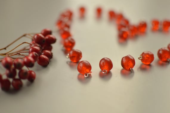 Rowan Berry Fruit Jewelry Gift for Her Rowan Pendant Life Size