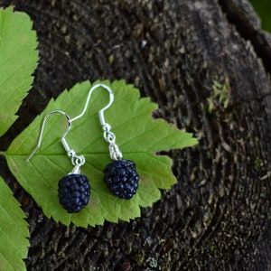 Handmade Blackberry Earrings Polymer Clay Berry Jewelry, Fruit Earrings, Realistic Berry Earrings, Nature Inspired Jewelry Gift