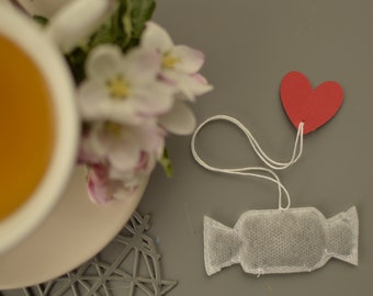 Sachets de thé en forme de bonbon, anniversaire d'amour, cadeau de fête des mères, thé de mariage, cadeau de mariage, faveurs de baby shower, sachets de thé en forme de bonbon