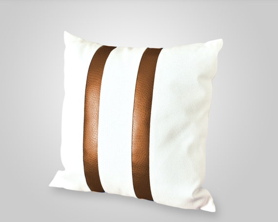 Cognac Faux Leather Pillow Cover Brown Cognac Faux Leather Pillow Cover Brown