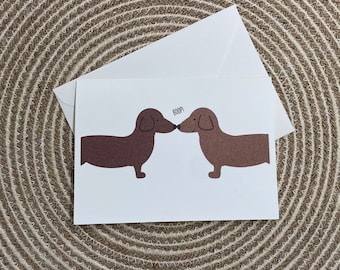 tarjeta de felicitación linda del perro salchicha | con sobre a juego | lindo regalo para los fanáticos de los perros salchicha para un cumpleaños o simplemente porque sí