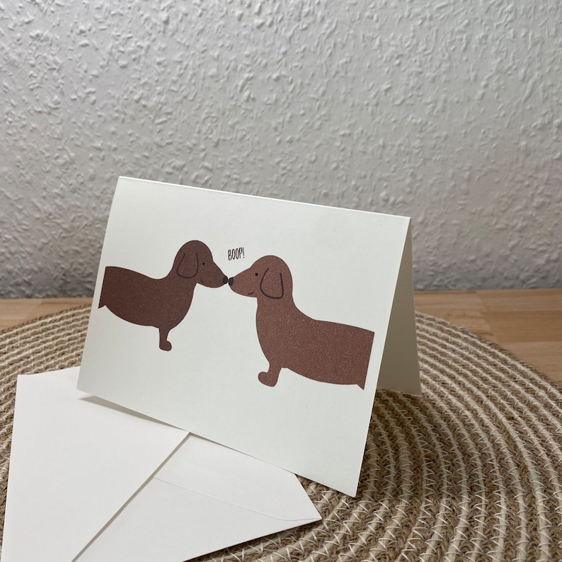 cute dachshund greeting card with matching envelope cute gift for dachshund fans for a birthday or just because image 2