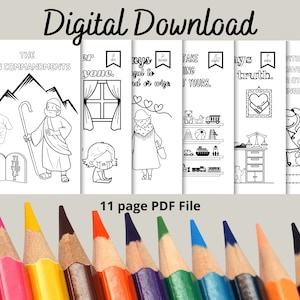 Die Zehn Gebote Farbblätter, druckbare PDF-Datei, digitales Produkt