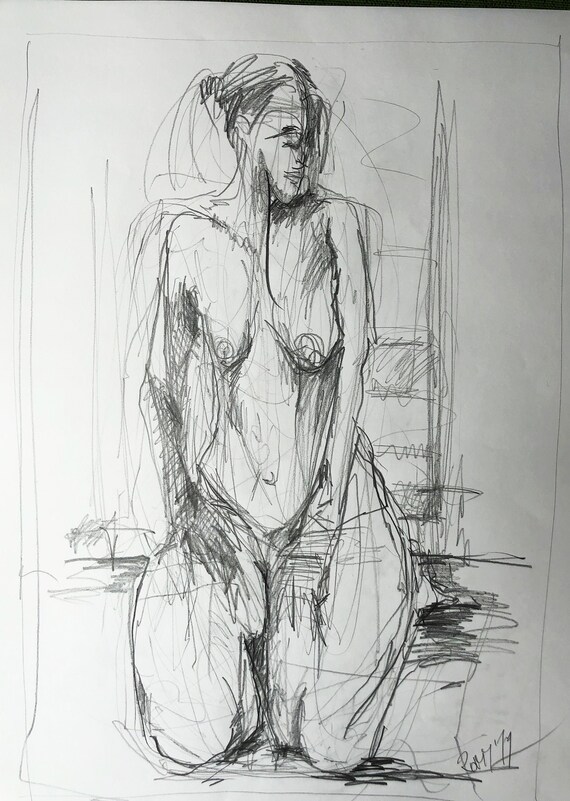 Act Original Drawing Sketch Graphic Nude Etsy