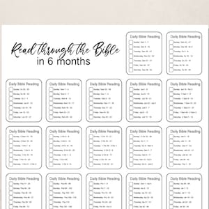 Printable Bible Reading Plan | Cover to Cover Bible Reading 6 months | 6 Months Reading plan