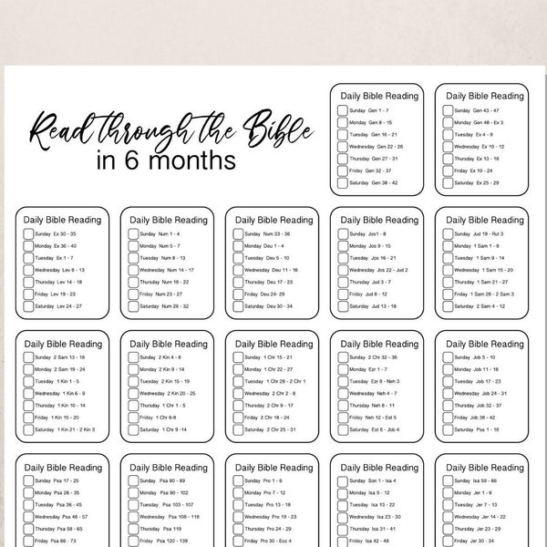 Printable Bible Reading Plan | Cover to Cover Bible Reading 6 months | 6 Months Reading plan