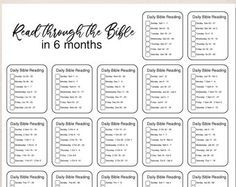 Printable Bible Reading Plan | Cover to Cover Bible Reading 6 months | 6 Months Reading plan