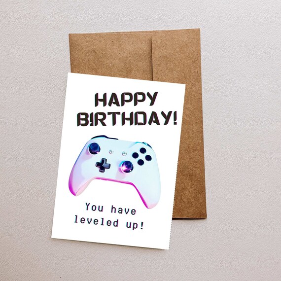 Printable Gamer Happy Birthday Card, You Have Leveled Up