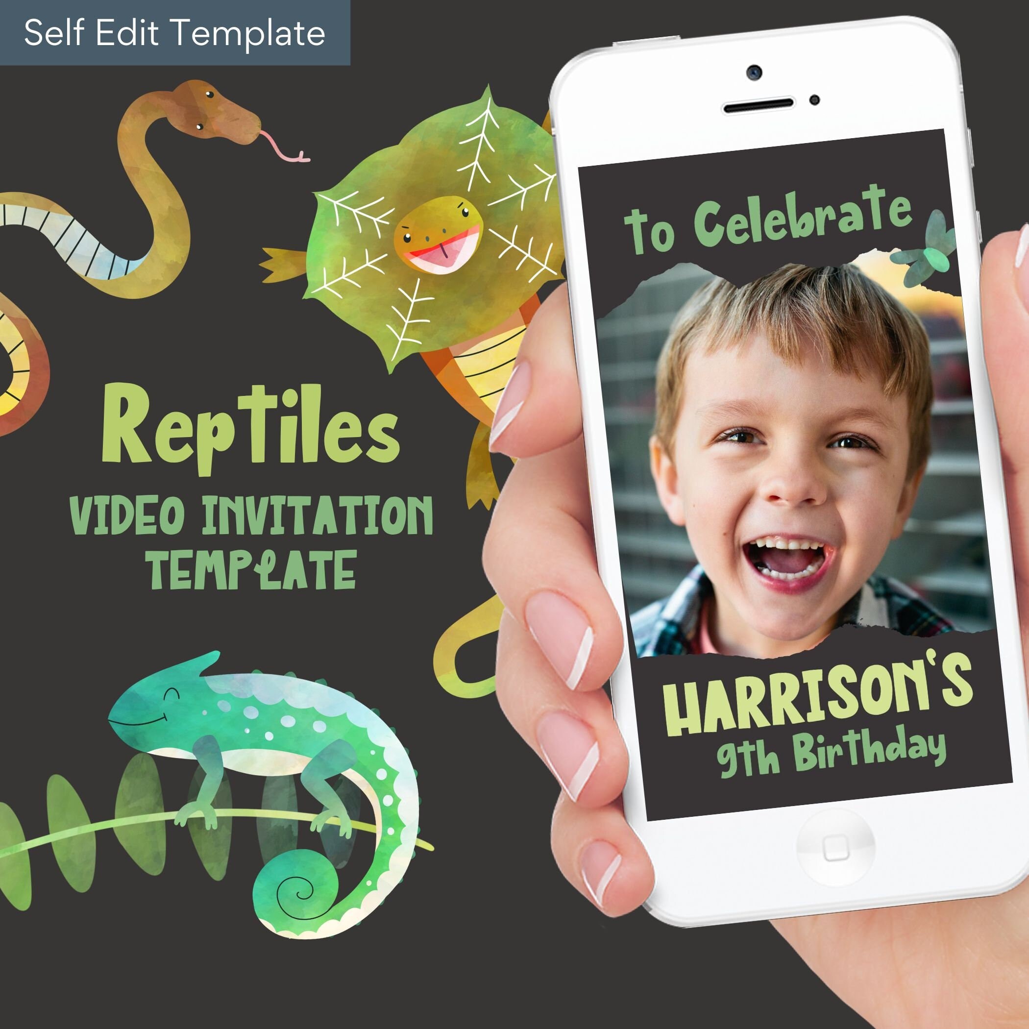 Check Reptiles Invitation for a Reptile Themed Party Video Etsy