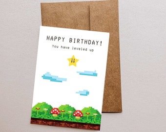 Retro Video Game Inspired Printable Birthday Card - Level Up Your Birthday Fun!
