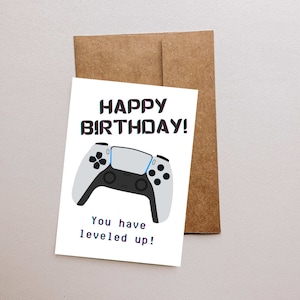 Carte imprimable Gamer Happy Birthday, vous avez progressé. Téléchargement numérique