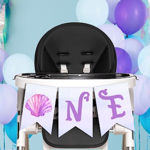 Mermaid 1st Birthday High Chair Banner, Mermaid Birthday Party Birthday Decor, Under The Sea Birthday Decoration - DIY PRINTABLE Digital 002