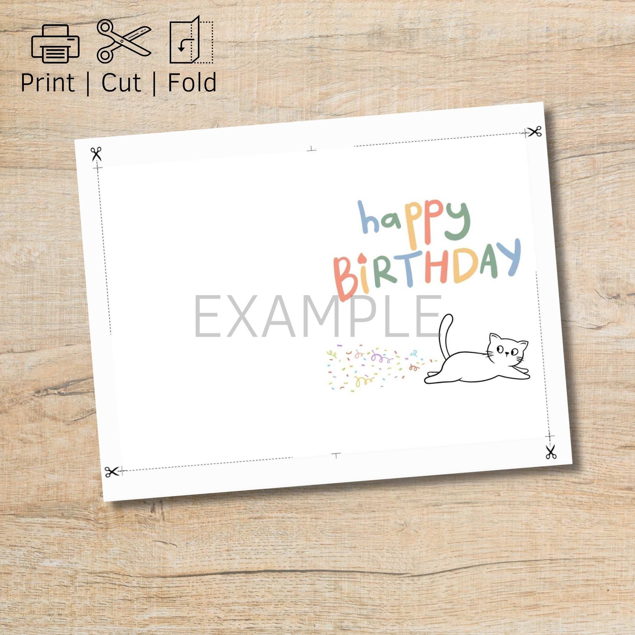 Printable Cattastic Birthday Card, Funny Cat Happy Birthday Card, Cat