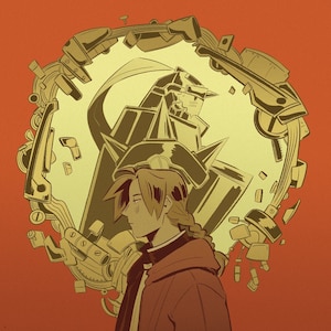 Hermanos Edward y Alphonse Elric - Full Metal Alchemist Impresión de 8,5 x 11 pulgadas
