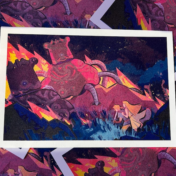 Guardiões de Breath of the Wild, formato A5 (5,83 × 8,27 pol.), risografia