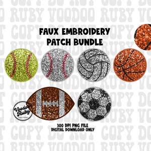 以下が含まれることがあります： 様々なスポーツボールを特徴とする、7つのフェイク刺繍パッチのセット。野球、ソフトボール、バスケットボール、サッカーボール、アメリカンフットボール、バレーボールなどがあります。パッチは、キラキラとしたリアルな質感です。