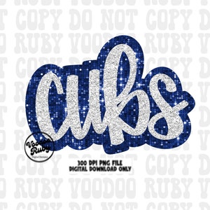 Glitter Cubs Design: Blue Football Mascot PNG (Digital Download)