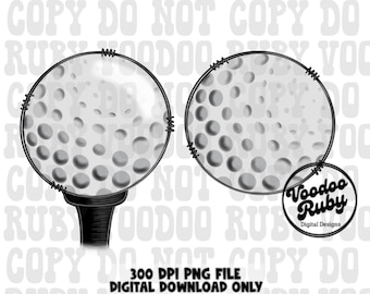 Hand Drawn Golf Ball PNG: Sports Clip Art (Digital Download)