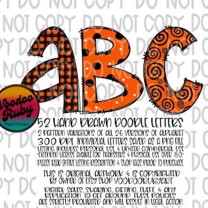 Pacote de alfabeto PNG com letras de rabisco preto laranja PNG alfabeto desenhado à mão Alfabeto ...