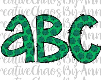 St. Patrick's Day Doodle Letters Sublimation Alphabet | PNG Doodle Letters Design | Hand Drawn Alphabet | Alpha Pack Digital Download