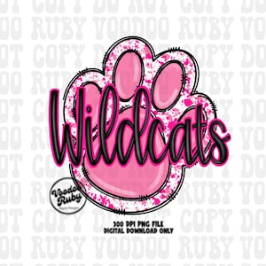 Pink Wildcats Paw PNG: Football Mascot Sublimation (Digital Download)