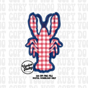 Crawfish Applique Design: Faux Embroidery, Louisiana Cajun PNG (Digital Download)