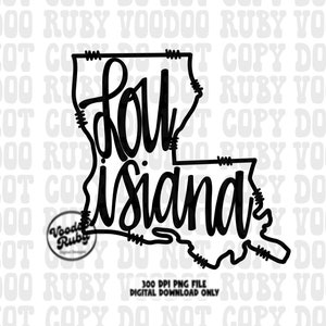 Louisiana Doodle PNG: Transparent Sublimation Design (Digital Download)