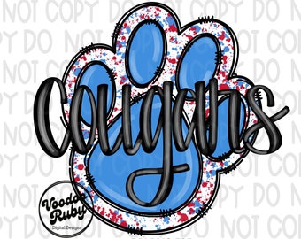 Cougars Paw Print PNG: Football Mascot Design (Digital Download)