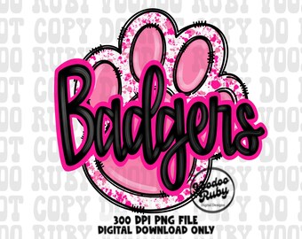 Diseño de la mascota de los Pink Badgers: Clip art de sublimación PNG de fútbol dibujado a mano (Diseño digital)