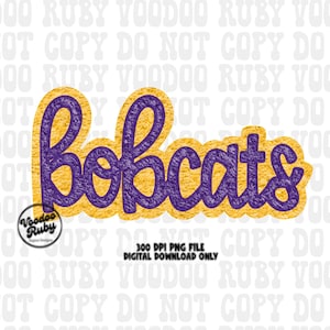 Bobcats PNG Design: Purple & Yellow Faux Chenille (Digital Download)