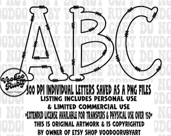 Doodle Alphabet PNG: Hand Drawn Letters, Sublimation Alpha (Digital Download)