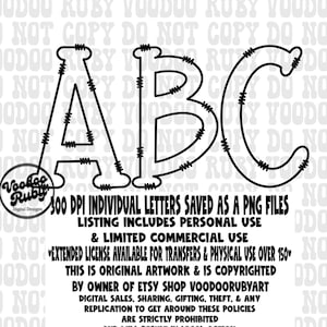 Doodle Alphabet PNG: Hand Drawn Letters, Sublimation Alpha (Digital Download)