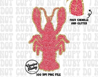 Faux Chenille Crawfish PNG: Louisiana Cajun Clip Art (Digital Download)