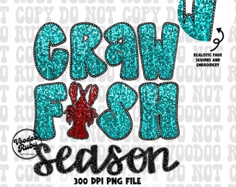 Cajun Crawfish Season PNG Design: Faux Sequin Sublimation (Digital Download)
