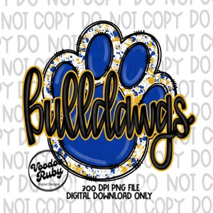 Bulldawgs Paw Mascot PNG: Hand Drawn Sublimation Design (Digital Download)