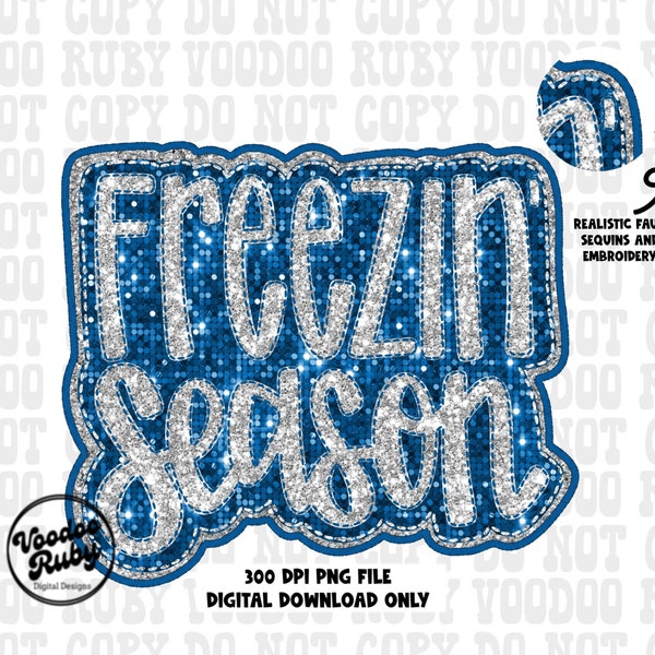 Freezin Season PNG Design Sublimation Hand Drawn Digital Download Christmas PNG Faux Sequins Faux Embroidery png Freezing DTF Clip Art