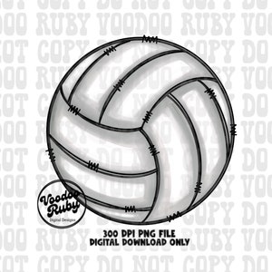 Hand Drawn Volleyball PNG: Doodle Design Clip Art (Digital Download)