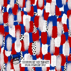 May include: Abstract digital paper with red, white, and blue brushstrokes and black and white polka dots. 300 DPI PNG files not seamless. Digital download only.